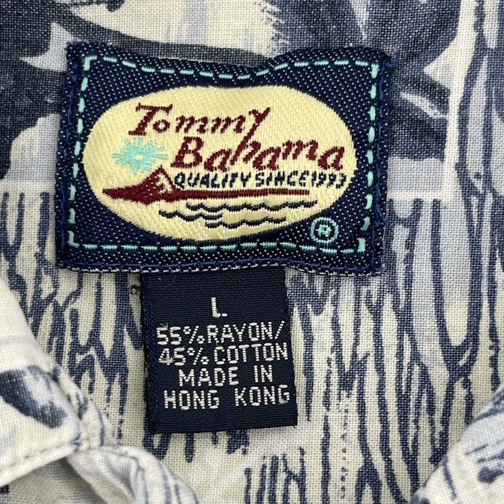 Tommy Bahama Mens Large Hawaiian Shirt Tropical‎ Print Short Sleeve Button Up